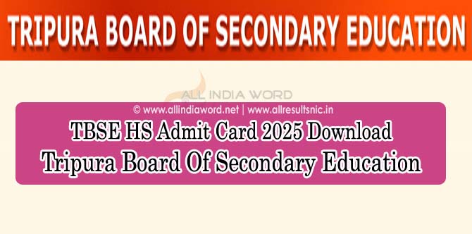 Tripura Board 12th Class Admit Card 2025 Download PDF